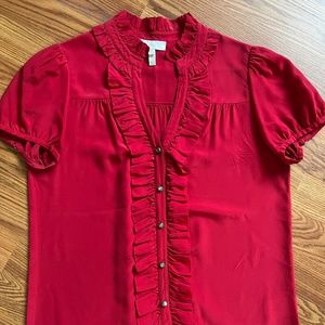 Joie Ruffle Blouse Red, Size Small - image 1